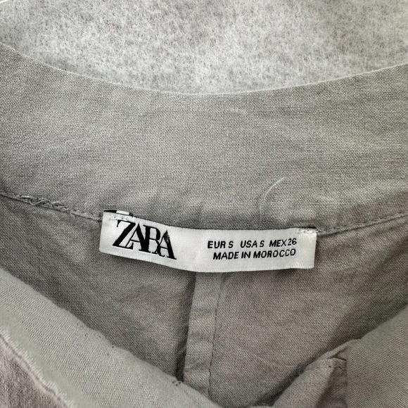 Zara Lagenlook Smock Shirt Dress Womens SMALL Oversized Gray Kaftan Midi - Picture 11 of 16